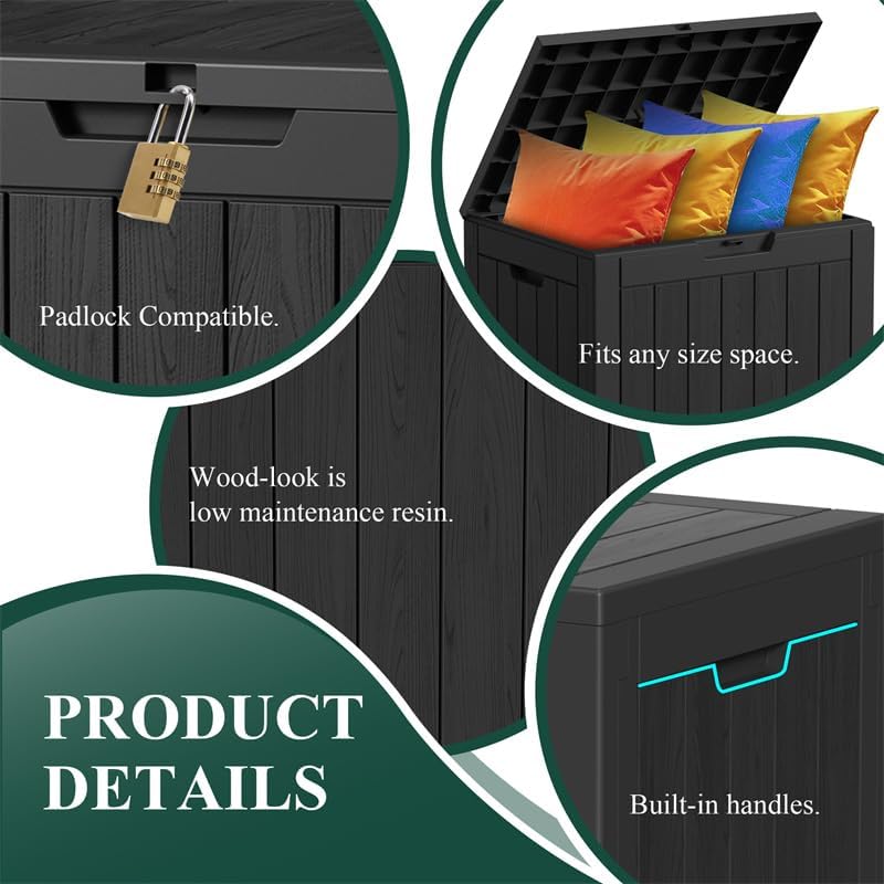 30 Gal Lockable Outdoor Storage Box Waterproof Deck Box