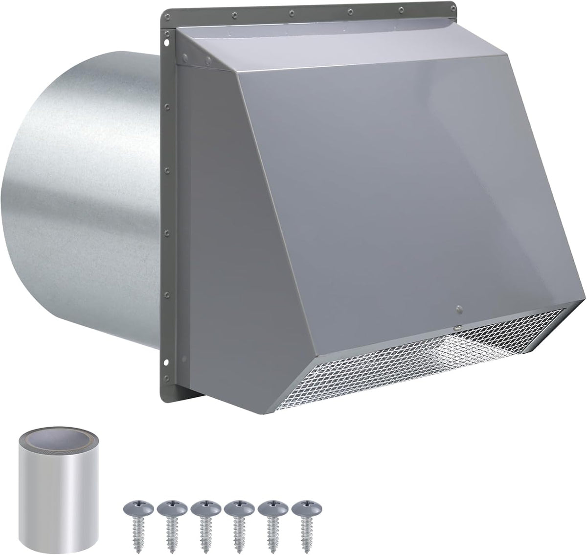 8 Inch Hooded Wall Vent with Screen and Damper, Wall Exhaust Vent Cover Cap