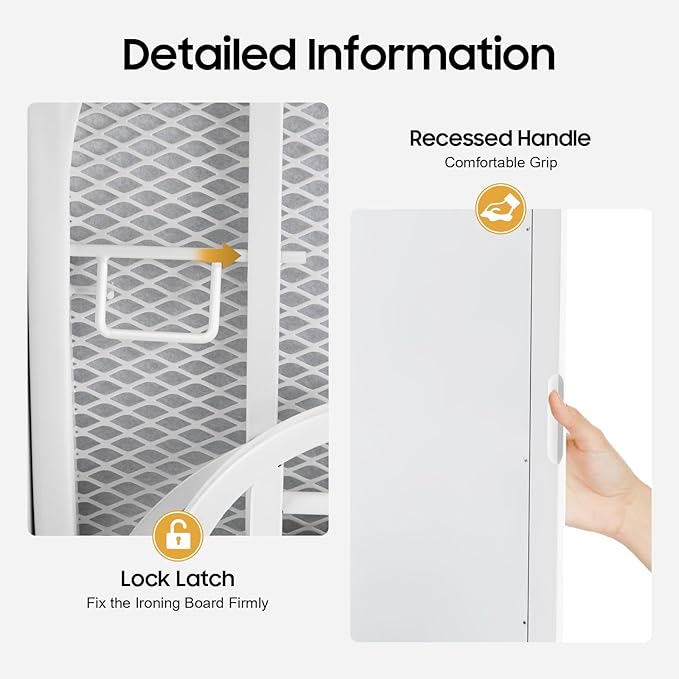 Ropoana Wall Mount Ironing Board Cabinet, Built-in Swivel Ironing Board Foldable