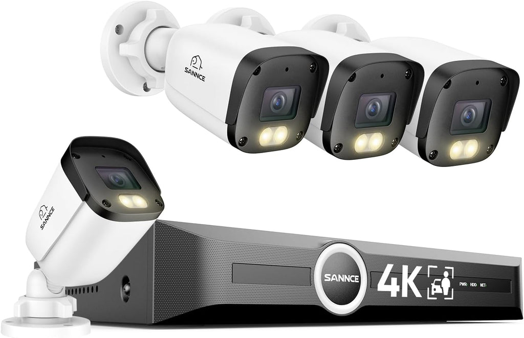SANNCE 4K PoE Security Camera System - NVR with 4PCS Bullet Cameras(NO HDD)