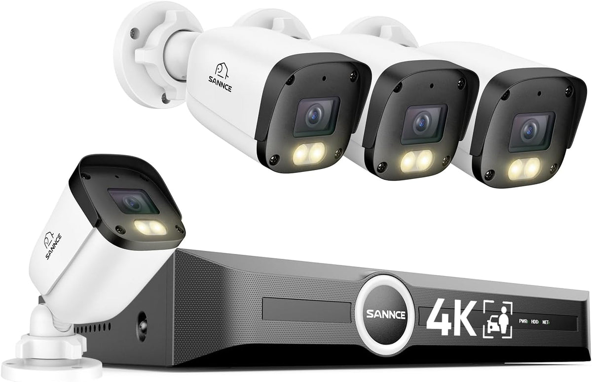 SANNCE 4K PoE Security Camera System - NVR with 4PCS Bullet Cameras(NO HDD)