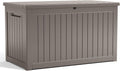 280 Gallon Outdoor Storage Box Waterproof, Resin Lockable Deck Box with Lid, Large Capacity Weatherproof Container for Patio Furniture Pool Accessories, Cushions(Grey, 280 Gallon)
