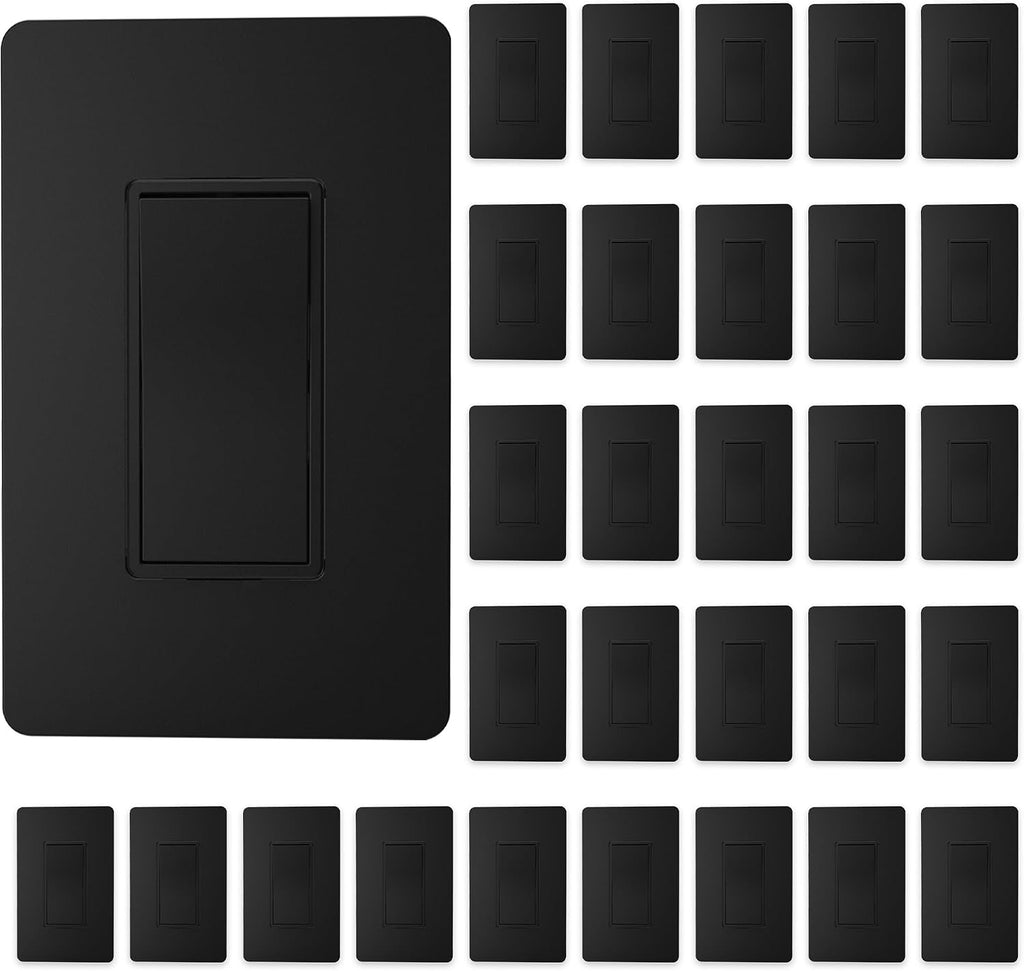 ThunderWay Matte Black Single Pole Decorator Light Switch (30 Pack)