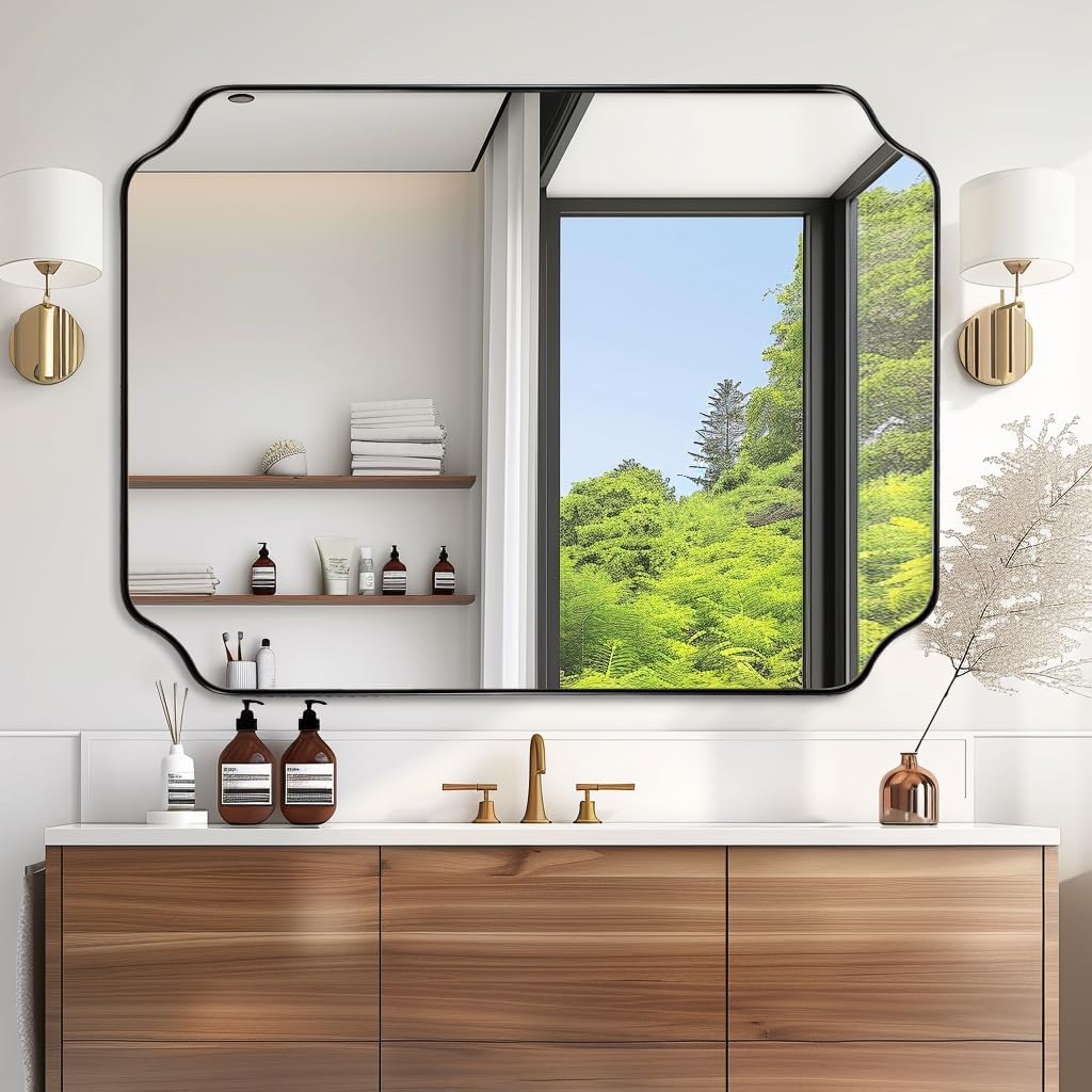 ANDY STAR 36x48 Inch Large Mirror, Matte Black Rectangle Mirror