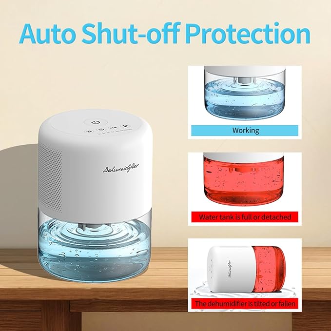 NeedDuck Dehumidifier for Home Small Quiet Dehumidifiers for 44OZ Water Tank