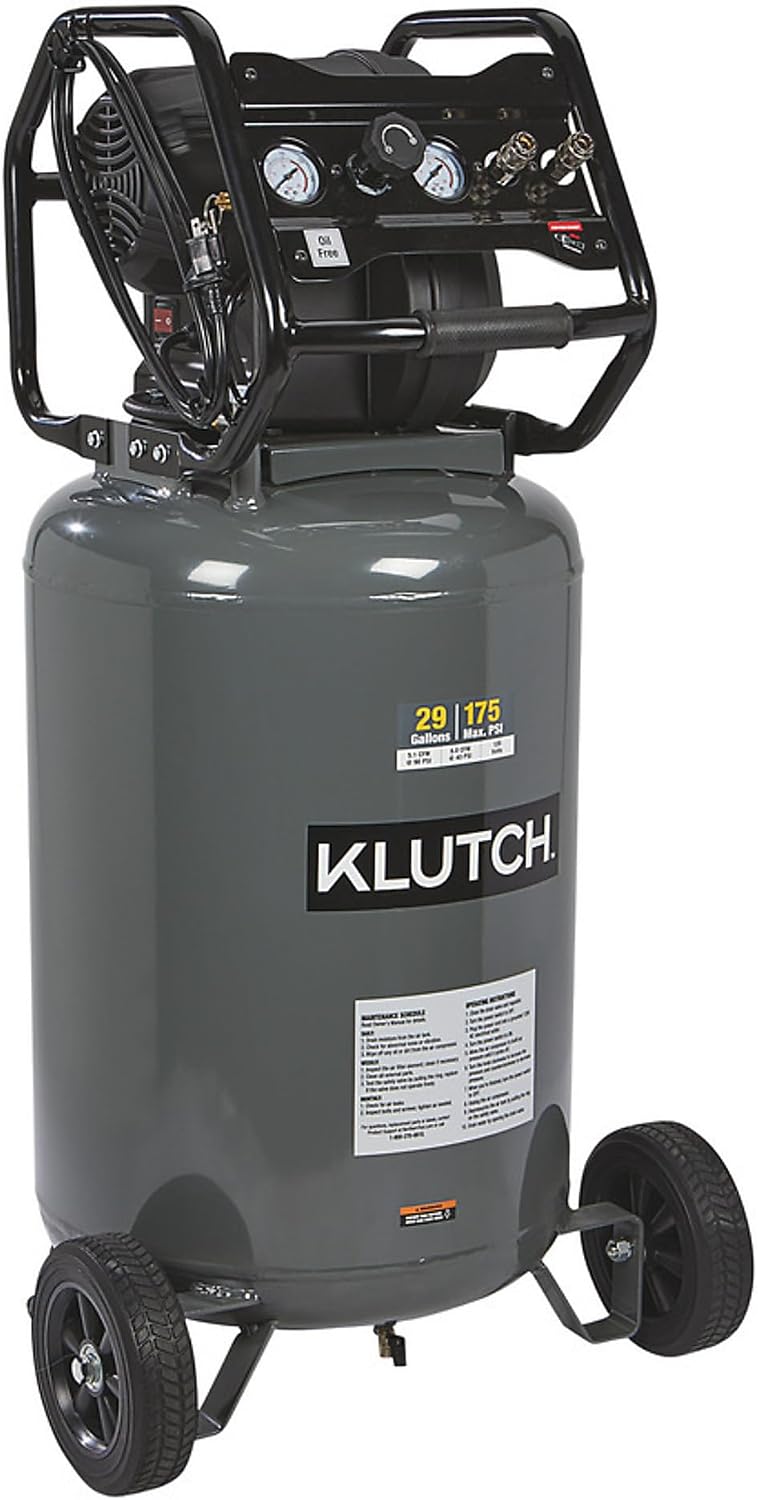 Klutch 29-Gallon Air Compressor, 2.5 HP, 120V, 175 PSI, 5.1 CFM at 90 PSI
