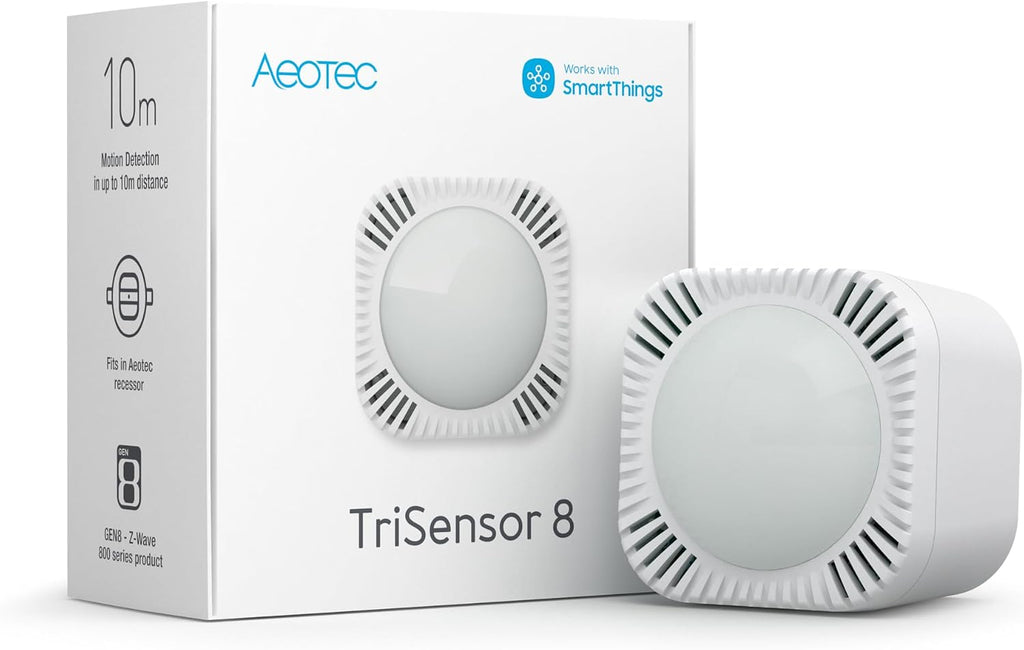 Aeotec TriSensor 8, 800 Series Zwave Motion Sensor, Temperature, Light Sensor