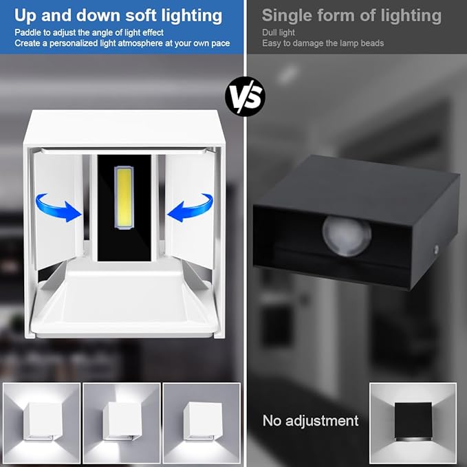 ledmo LED Outdoor Sconses Light Up and Down Wall Lights Adjustable Lighting (2 Pack)