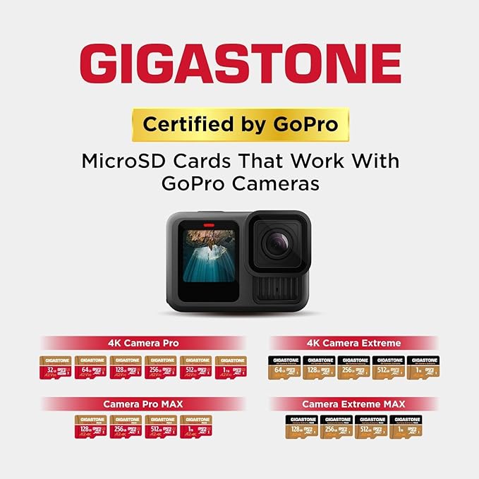 Gigastone 512GB Micro SD Card, 4K Camera Pro, A2 V30 UHS-I U3 C10,
