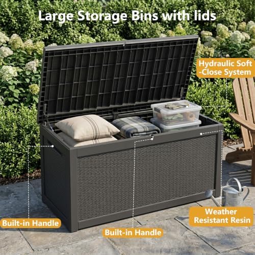 380 Gallon Outdoor Storage Box Waterproof Lockable Deck Box