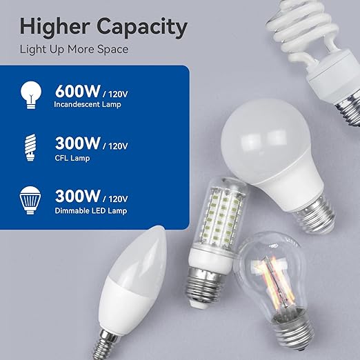 ELEGRP Dimmer Light Switch for 300W Dimmable LED/CFL Lights and 600W INC/HAL (5 Pack)