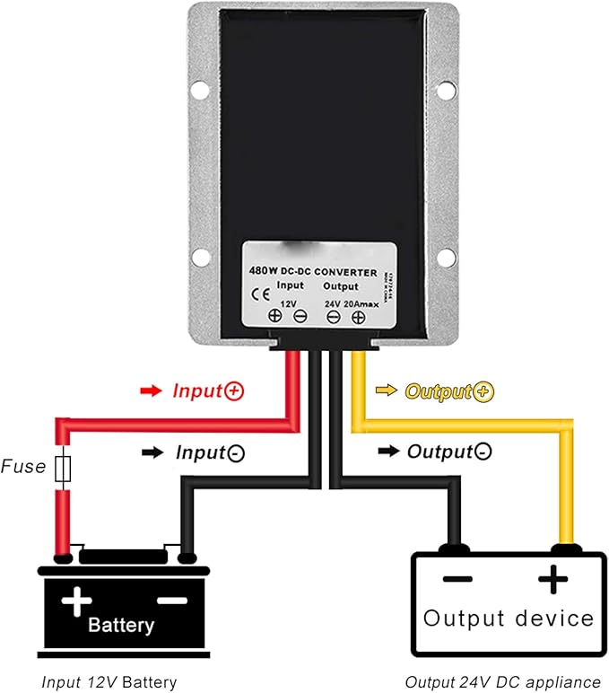 MGGi Waterproof DC/DC Converter 12V Step Up to 24V, Boost Converter 20A 480W