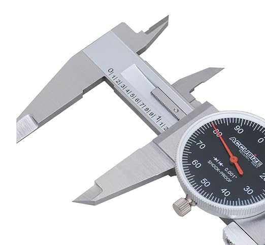 Accusize Industrial Tools 0-6" x 0.001" Dial Caliper, Stainless Steel in Fitted