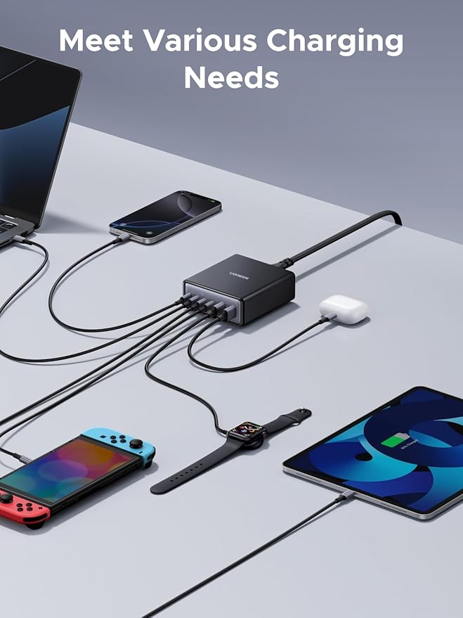 UGREEN 100W USB C Charging Station, 6-Port GaN Desktop Charger