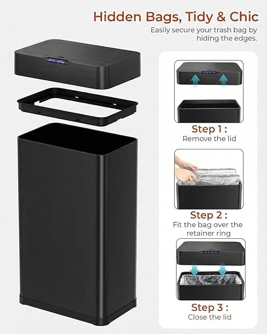 TLSUNNY 16 Gallon Motion Sensor Trash Can, Touchless Automatic Garbage Can