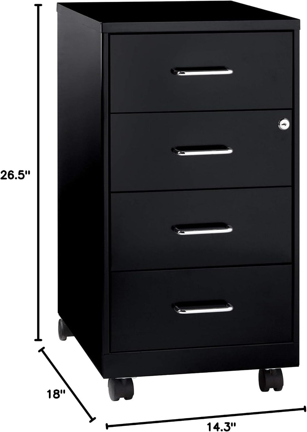 lorell lys 26-1/2" mobile storage cabinet - 4-drawer shown in use