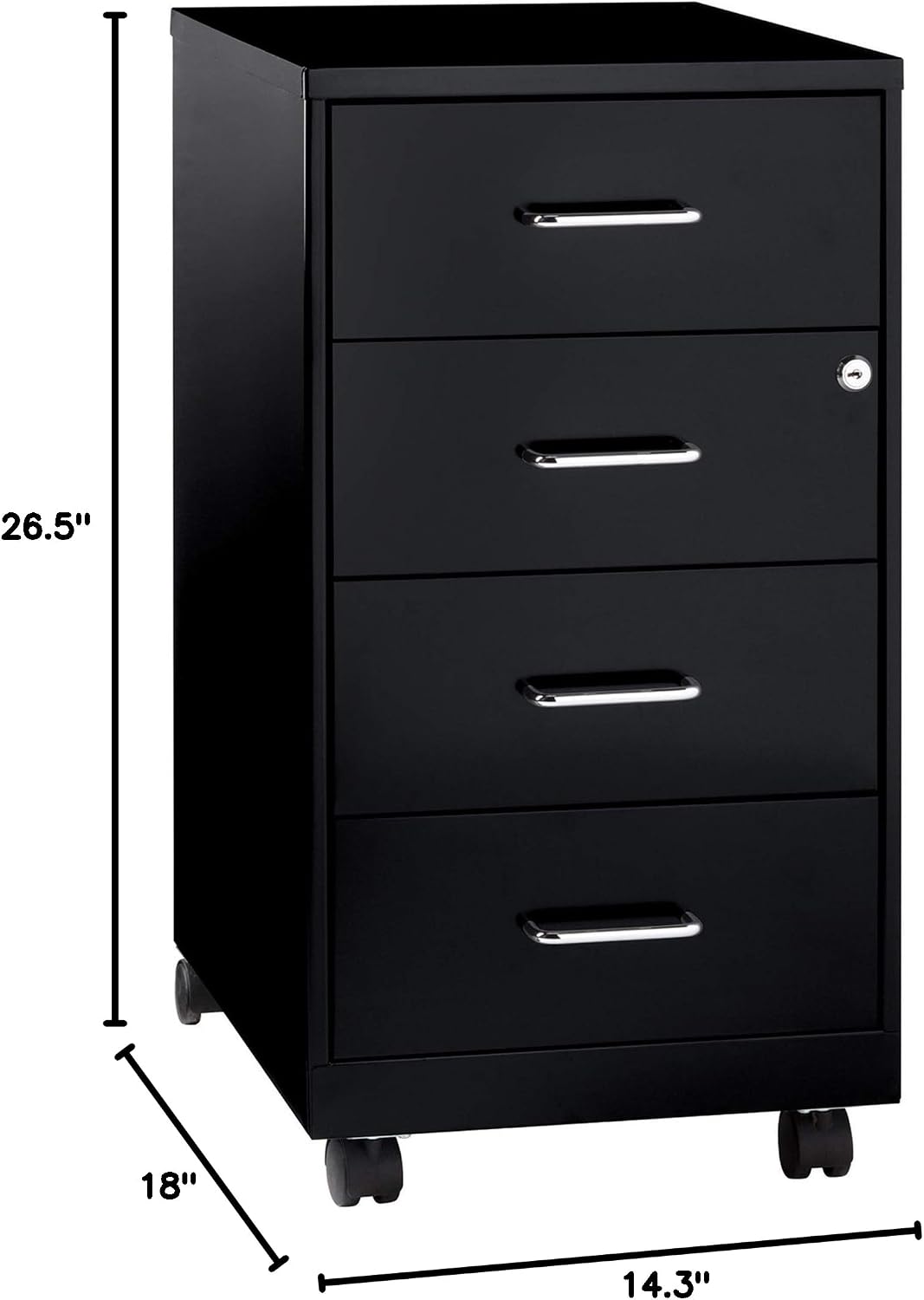lorell lys 26-1/2" mobile storage cabinet - 4-drawer shown in use