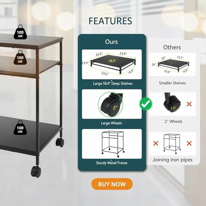 Heavy Duty 3-Tier Printer Stand