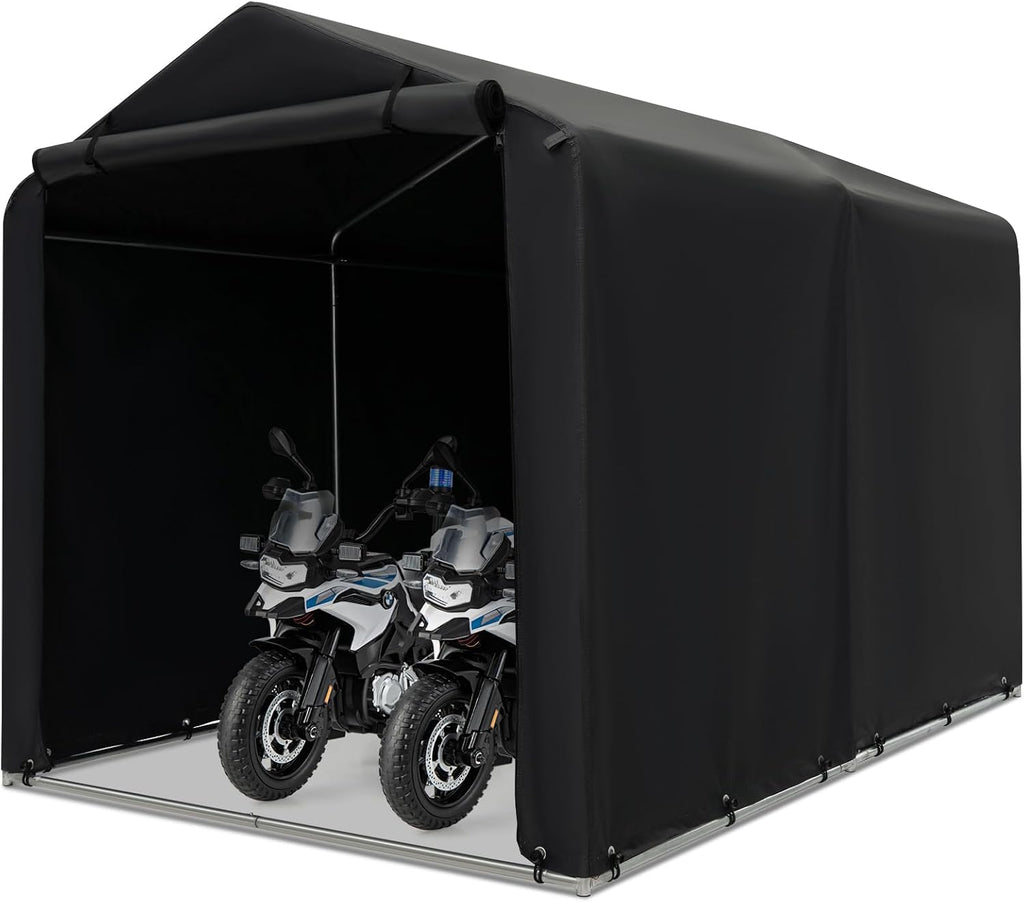 Goplus Portable Storage Shed, 7 x 5.2 x 5.4 Ft Heavy Duty Motorcycle Shed