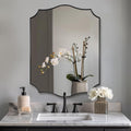 ANDY STAR Matte Black Bathroom Mirror, 24x32 Inch Scalloped Mirror