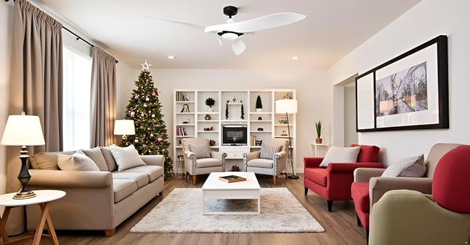 AEROFANTURE 54 Inch White Ceiling Fan, Quiet DC Motor