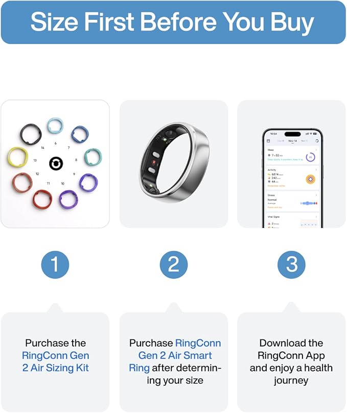 RingConn Gen 2 Air, Ultra-Thin AI Smart Ring, 10-Day Battery Life,