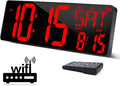 XREXS Large Digital Wall Clock WiFi Sync, 16.5 in Large Display Wall Clock