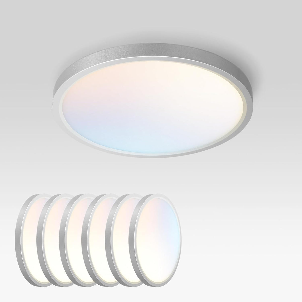 ASD LED 9" Round Flush Mount Ceiling Light Fixture, Low Profile Surface (6 Pack)