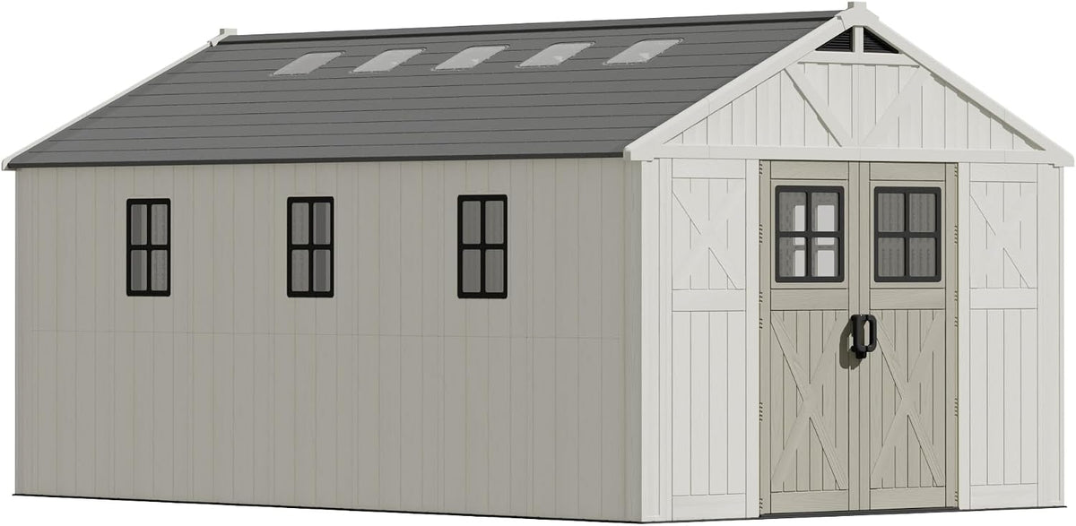 devoko 10x16 ft resin outdoor storage shed with, package contents