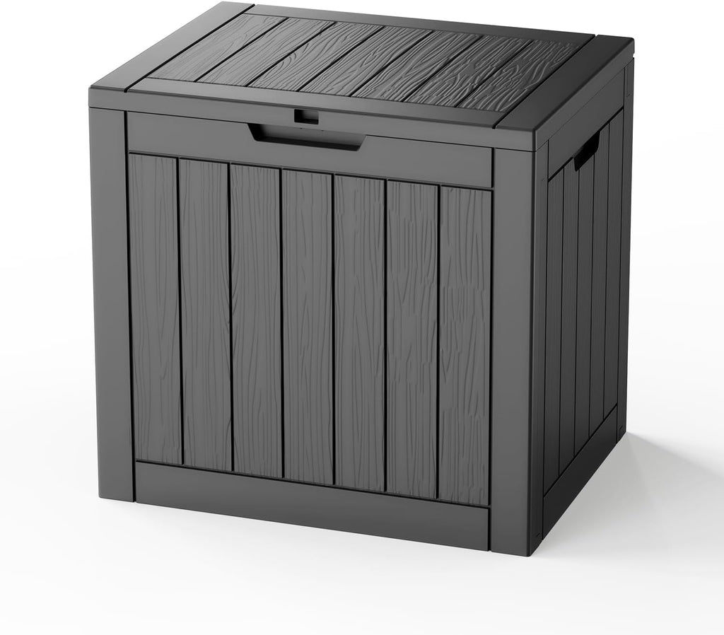 ROJIK 40 Gallon Waterproof Outdoor Deck Storage Box, UV Resistant， Lockable Resin Patio Storage Bin with Lid for Garden Tools, Patio Cushions & Outdoor Accessories(Black)