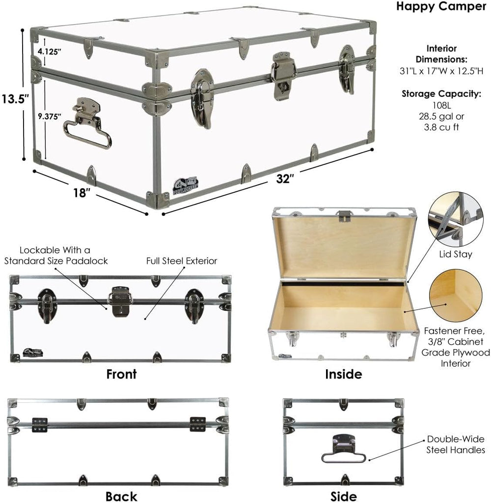 C&N Footlockers - Full-Size Happy Camper Trunk w/Wheels - #1 Summer Camp ...