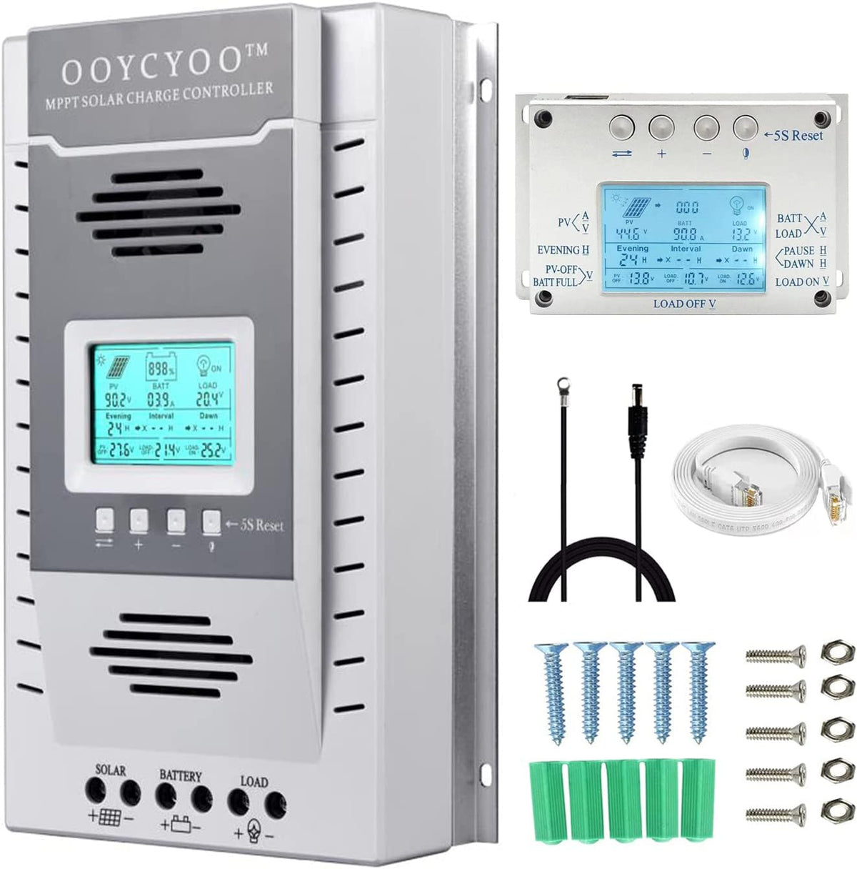 OOYCYOO MPPT Charge Controller 100 amp 12V/24V Auto, 100A Solar Panel Charge