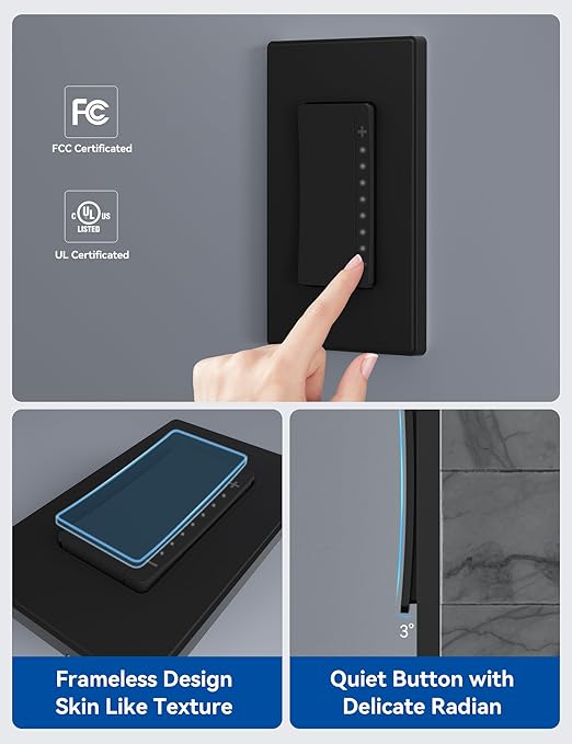 ELEGRP Smart Dimmer Light Switch DPR10, 2.4GHz Wi-Fi Dimmer Switch Compatible (6 Pack)