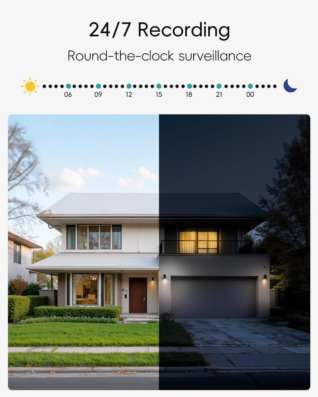 zumimall 2k wifi outdoor security camera, plug-in, 360°, close-up detail