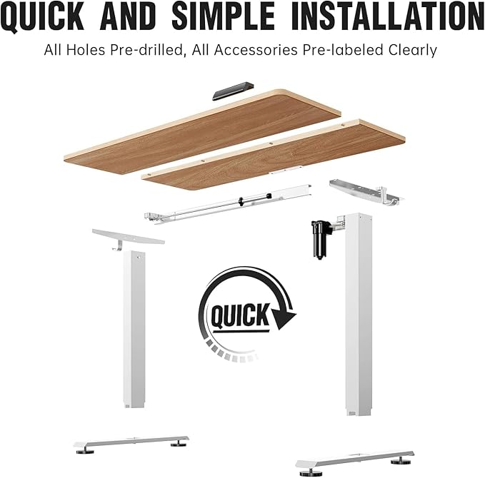 Veken 47.2 Inch Electric Standing Desk, Height Adjustable Sit Stand Up