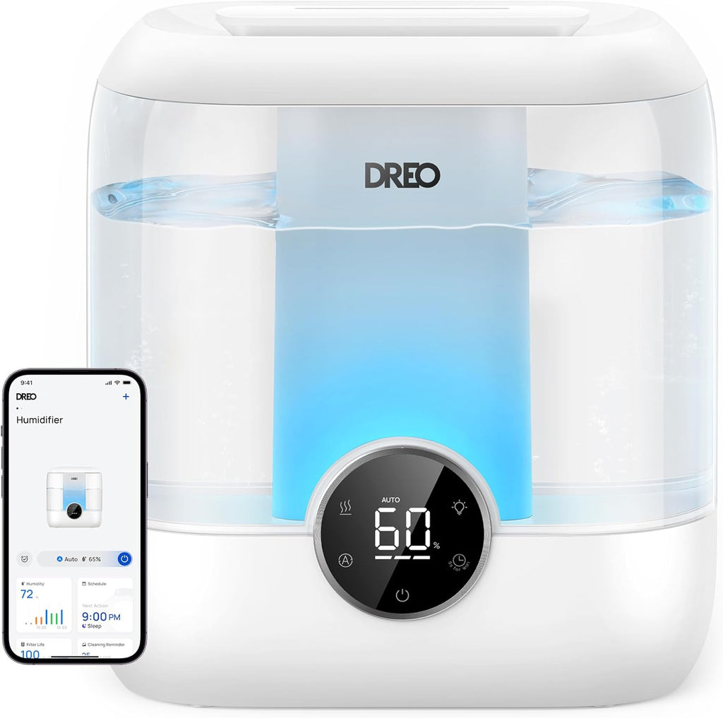 DREO Smart Humidifiers for Bedroom, 6L Top Fill Supersized Cool Mist Humidifier
