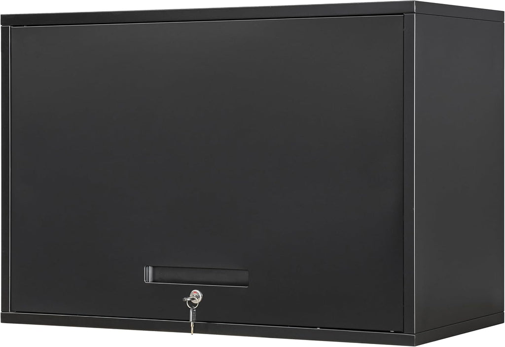Yizosh Metal Garage Wall Cabinet with Doors and Shelves, Wall Mounted Metal Storage Cabinet, Floating Garage Tool Cabinet for Garage, Basement, Kitchen, Warehouse (Black, 21.6" H)