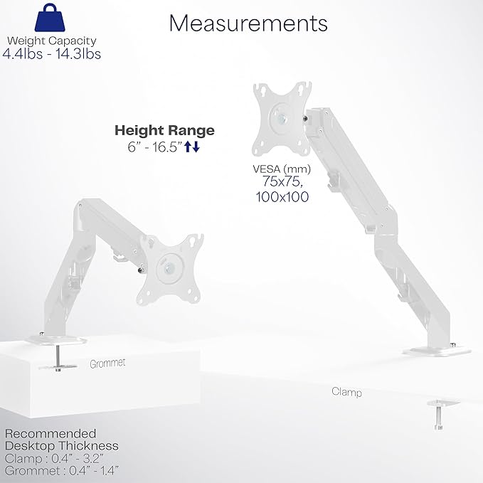 VIVO Heavy Duty Single Monitor Tension Arm