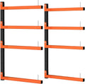 2 Pack Lumber Storage Rack, Wall Mount Foldable & Adjustable Lumber Rack with 4-Level Holds Up 520 Lbs, Heavy Duty Metal Garage Wood Rack for Workshop, Basement, Indoor and Outdoor