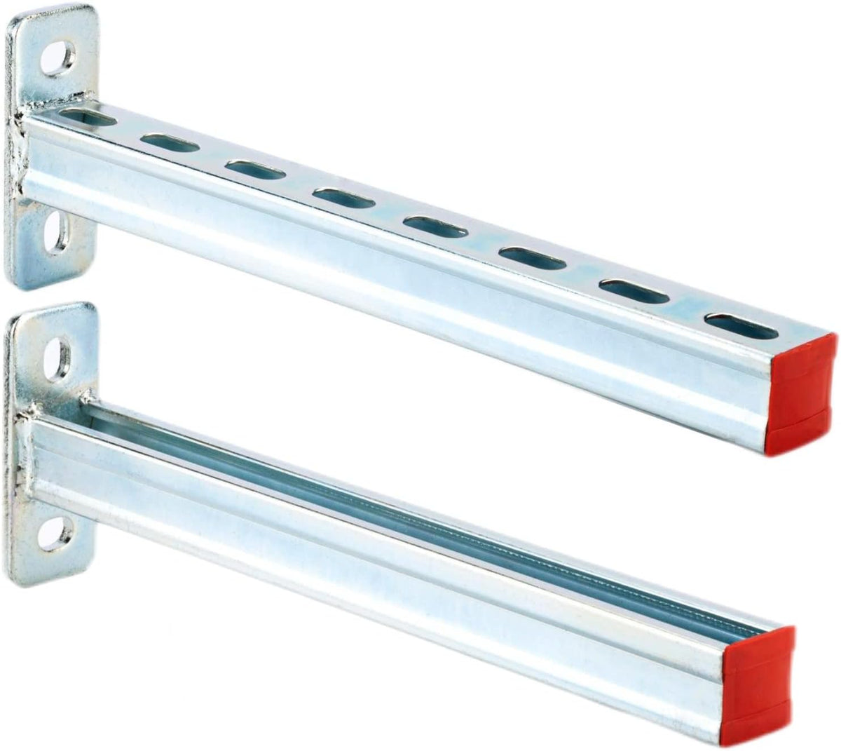 2-Pack Steel Frame Display Stands, Pipe Stands, DIY Projects, Metal Support Channel, Slotted Steel, 16 Inch Long