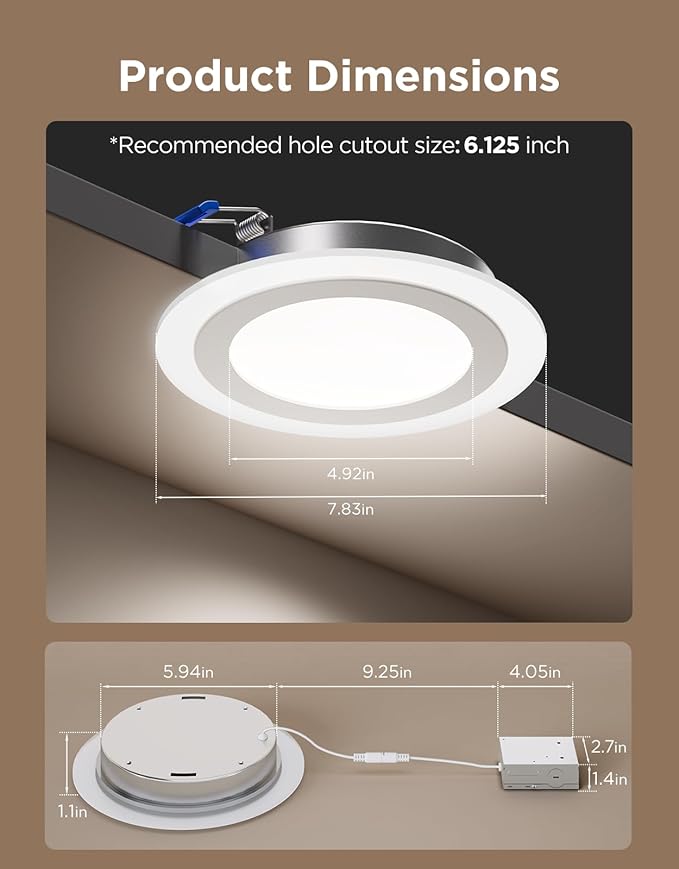 Govee Smart Recessed Lighting 6 Inch, Matter RGBIC LED Recessed Light Work (4 Pack)