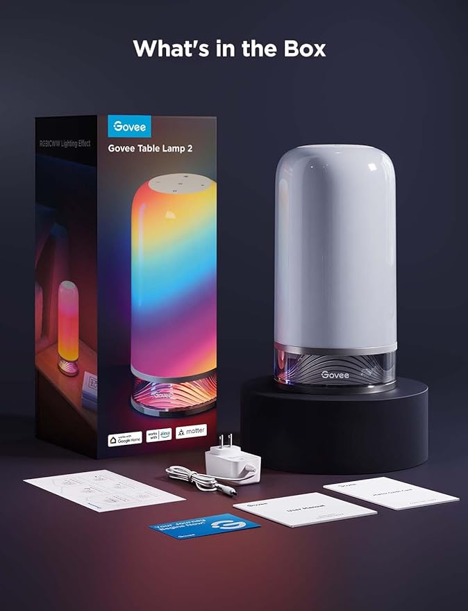 Govee RGBIC Smart Table Lamp 2, Touch Bedside Small Table Lamp Compatible