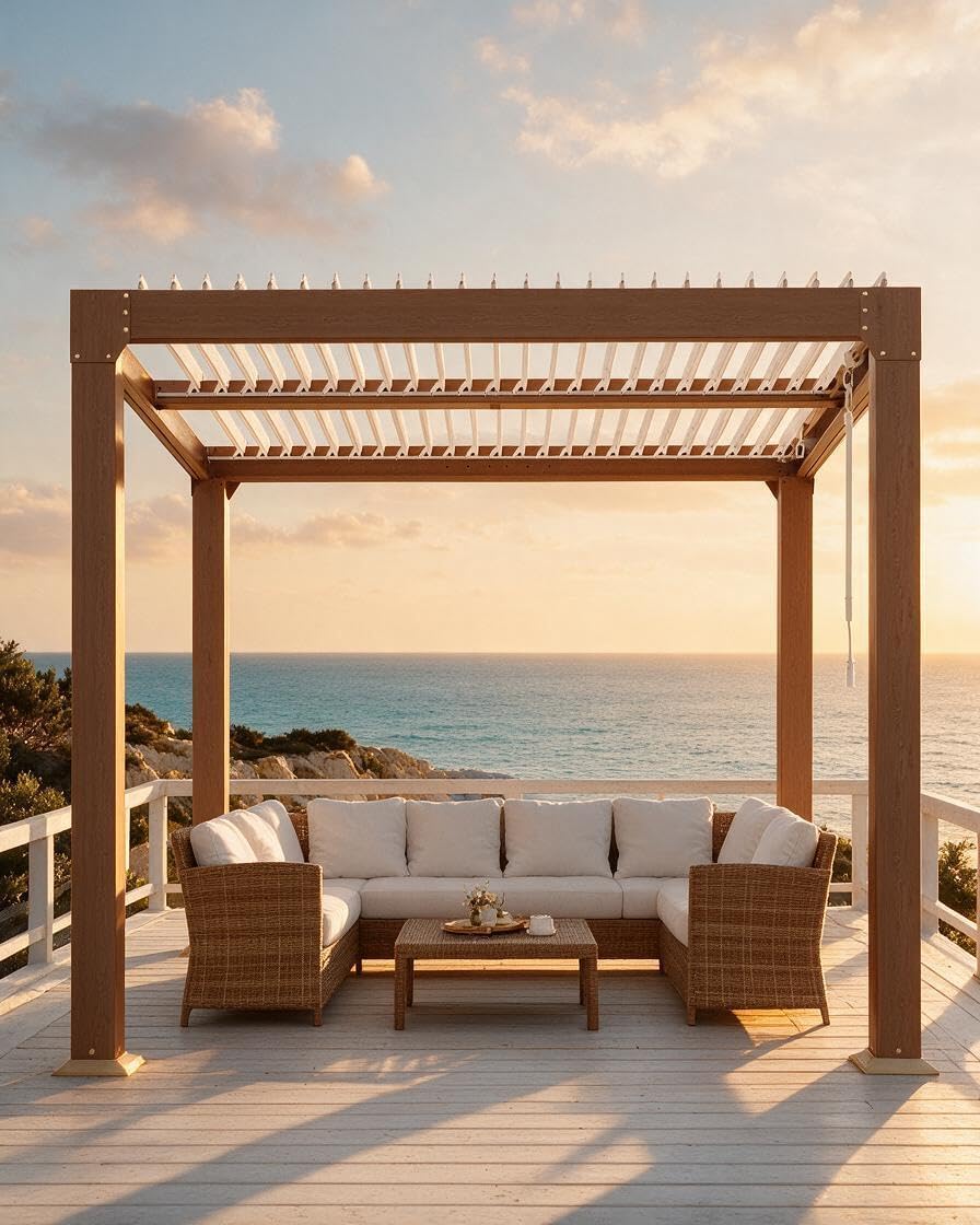 GarveeLife Louvered Pergola 10 ft x10', Outdoor Pergola with Adjustable L...
