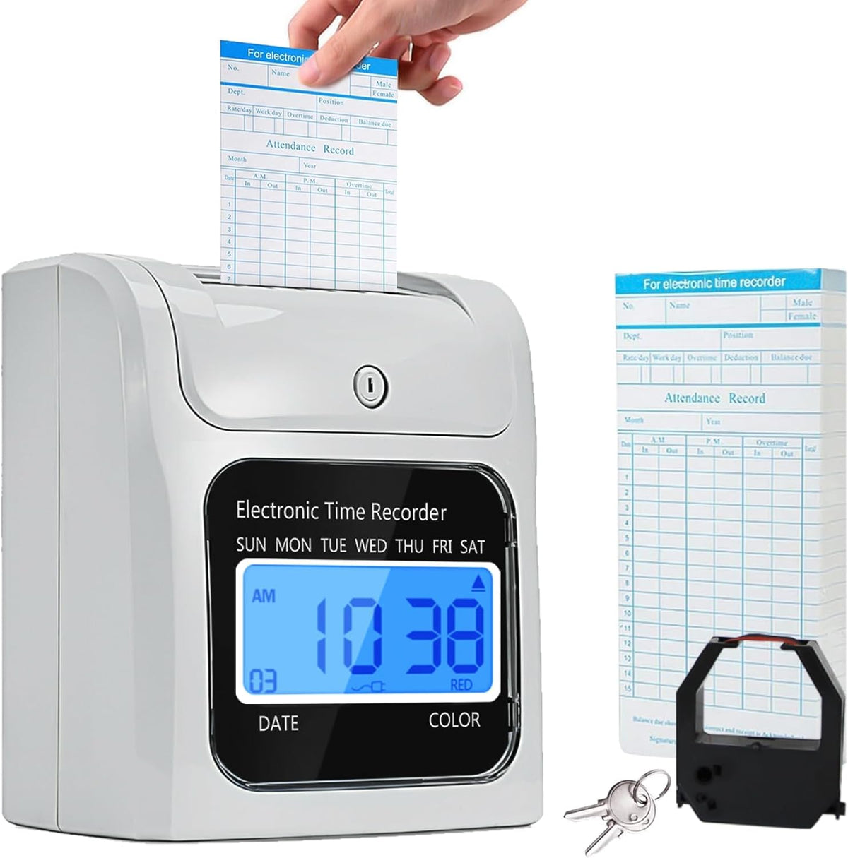 Employee Time Clocks for Small Business, Auto-Align Time Clock Punch Machine (50-Piece)