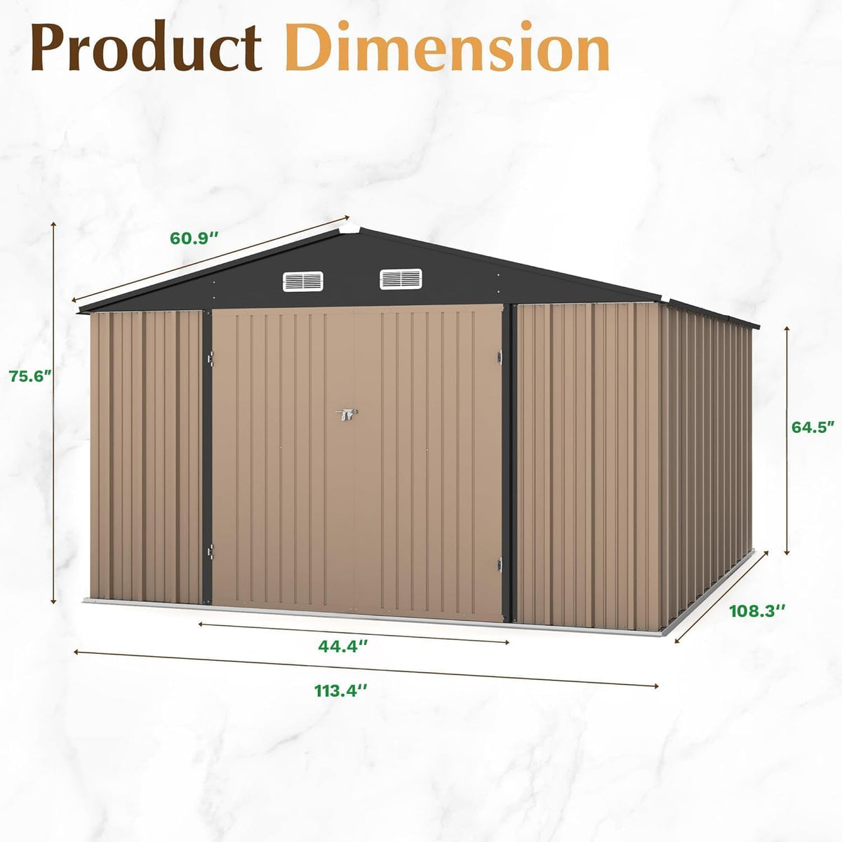 gunji 10 x 10 ft shed outdoor storage, close-up detail