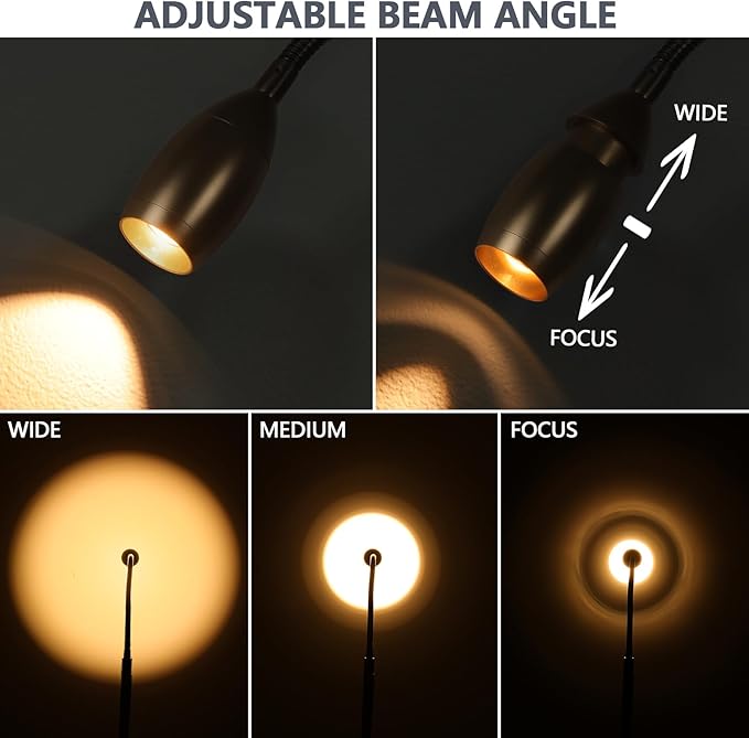 Reading Floor Lamp, Dimmable Zoomable Spotlight, Adjustable Color Beam Standing