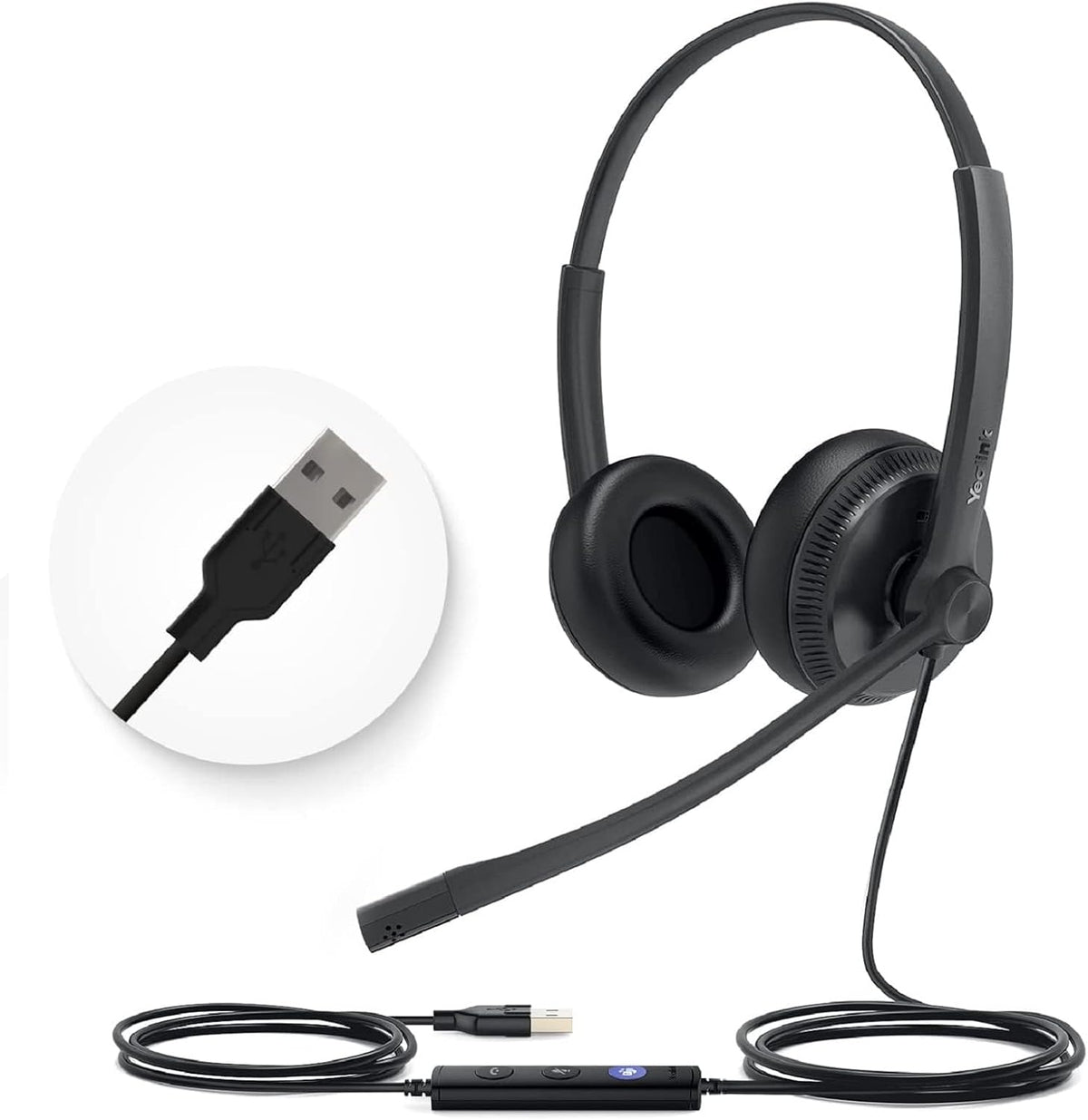 Yealink UH34 USB Headset with Mic, Stereo Wired Headphones with Noise