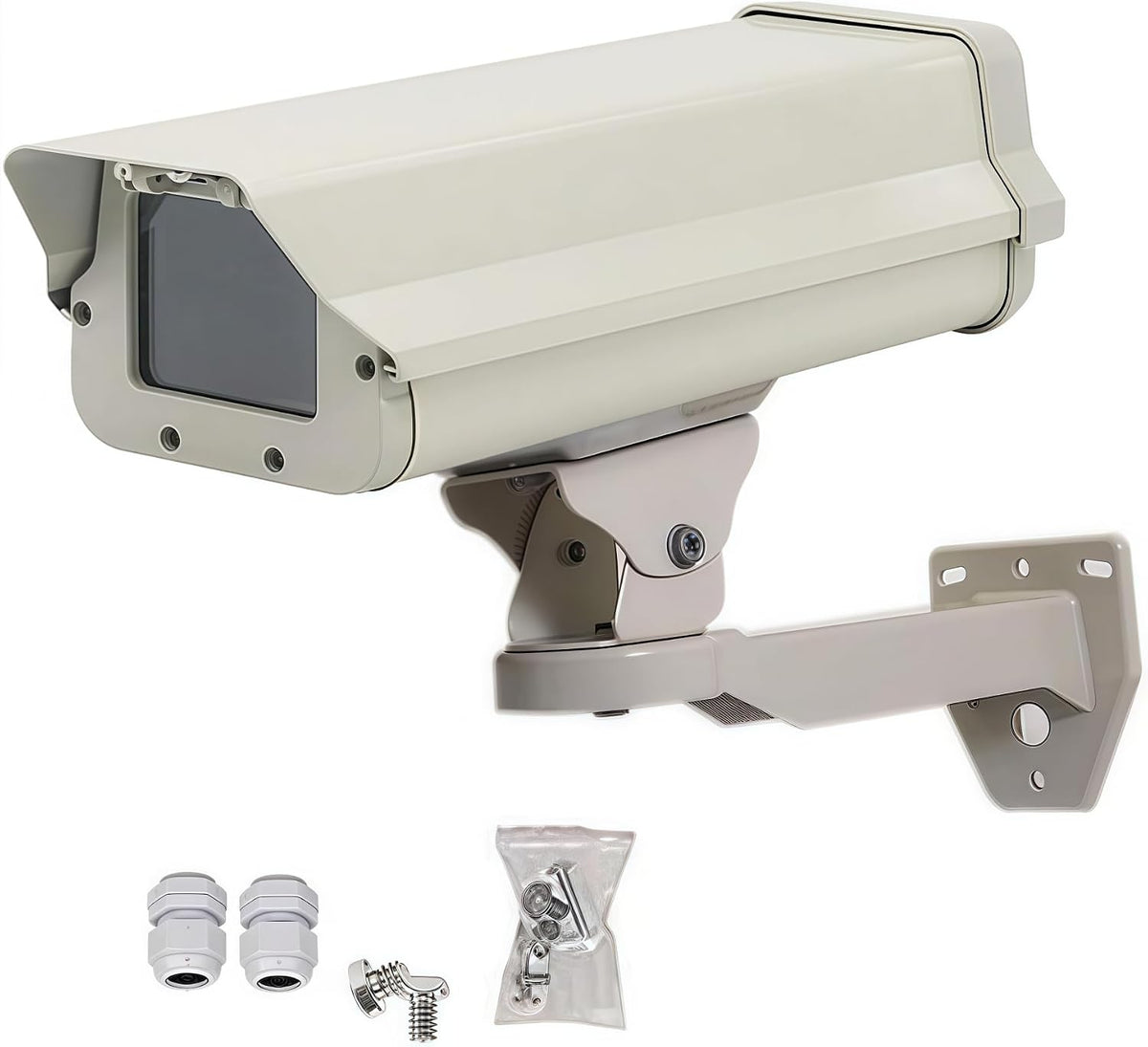 14.5" Heavy-Duty Aluminum Outdoor CCTV Camera Housing - Weatherproof Security Camera Enclosure with 360° Adjustable Wall Mount Bracket Kit for Bullet Surveillance Cameras