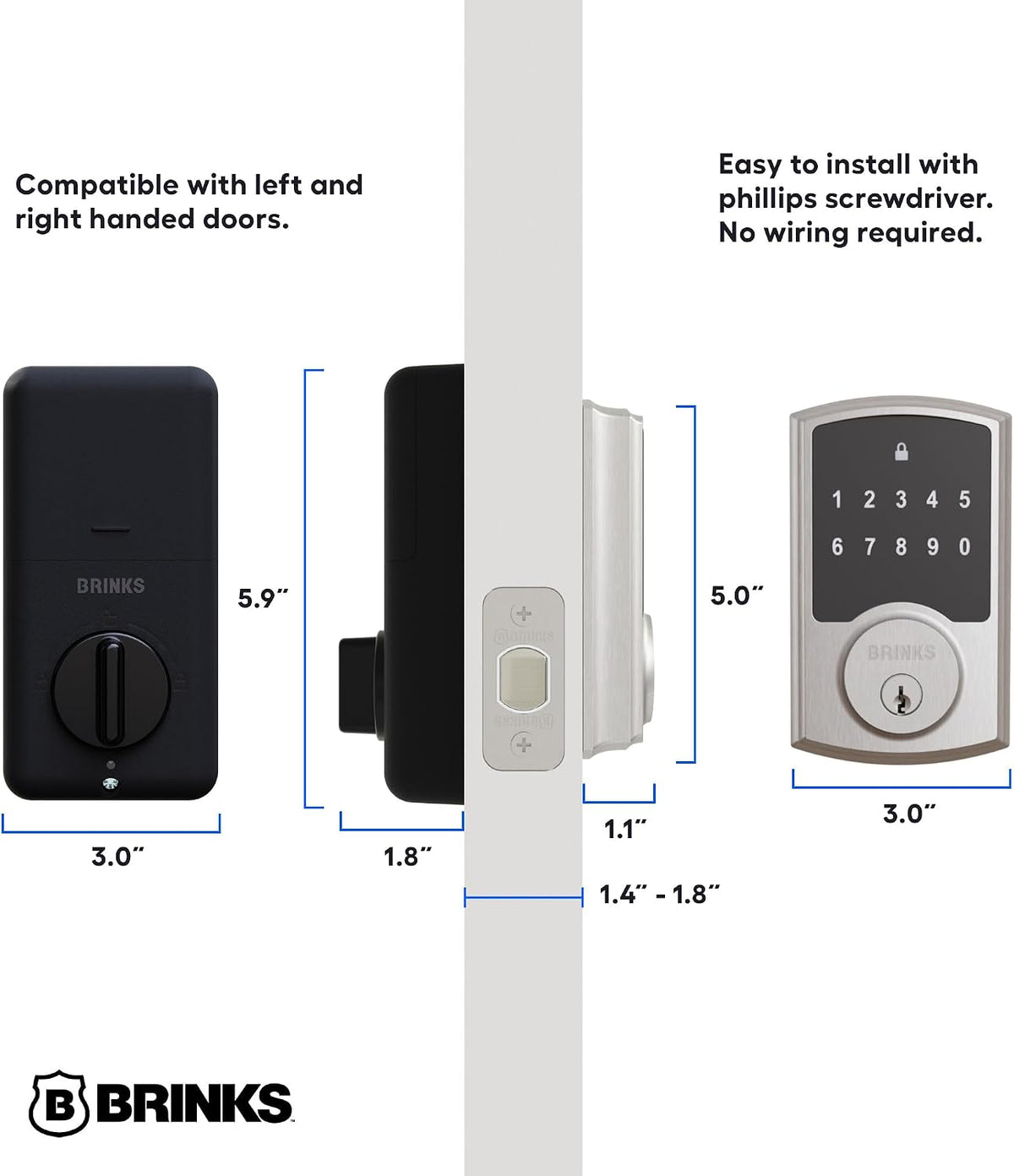 brinks keyless entry electronic touchpad door lock, package contents