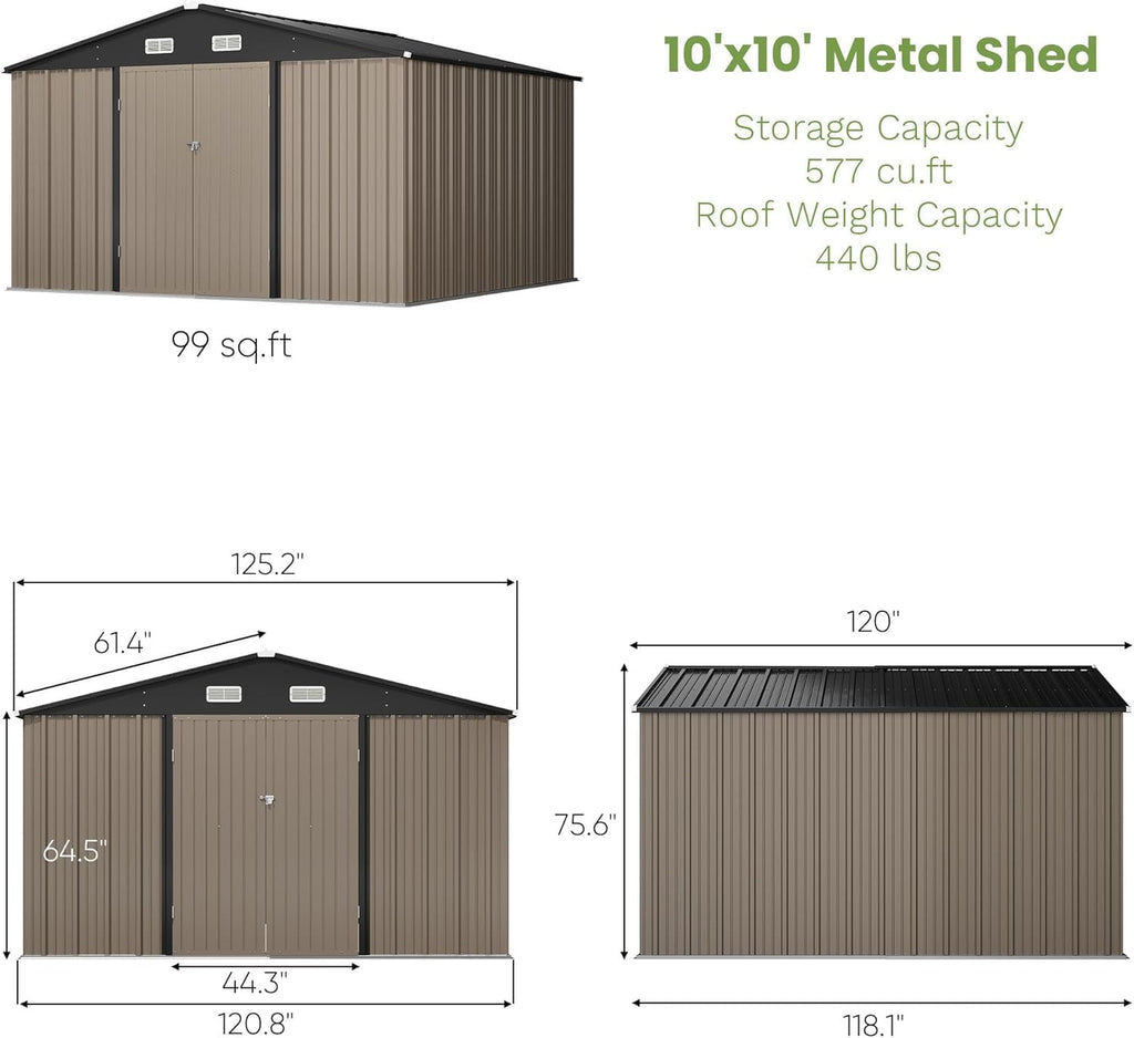 greesum 10 x 10 ft metal outdoor storage, side view